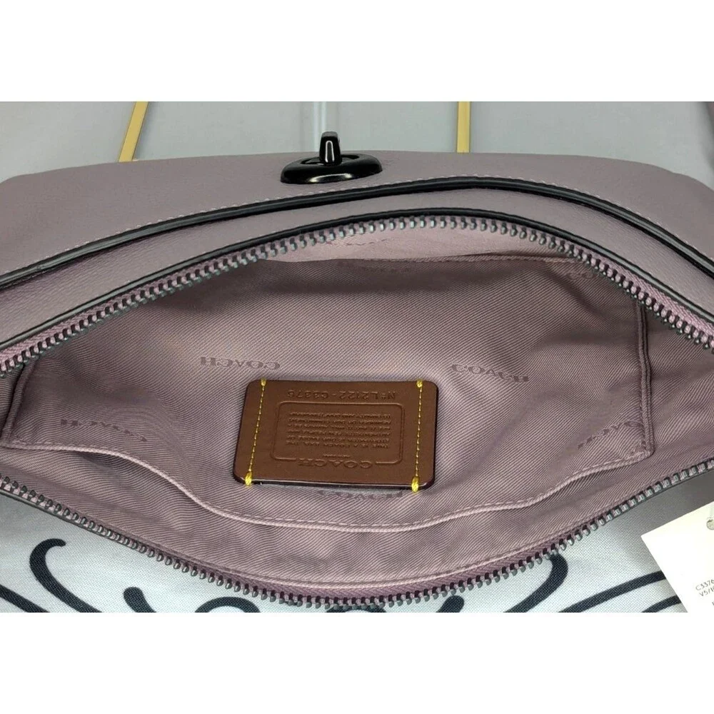 Coach Pebbled Leather Polly Crossbody - Ice Purple/Gunmetal, Dust Bag, NWT